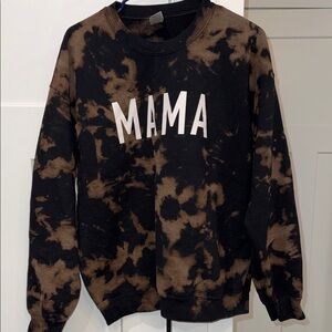 Bleach Tie-Dye "MAMA" Crewneck Sweatshirt - Black & Brown